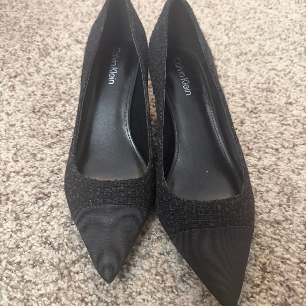 Calvin Klein Black Textured Heels